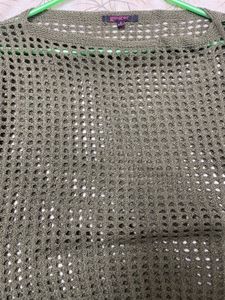 Olive Green Knit Cropped Top
