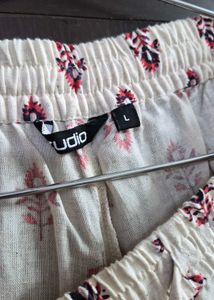 White Printed cotton Pants