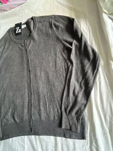 ZR Grey Button-Down Cardigan