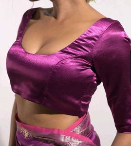 Satin Padded Casual Back Hook Elbow Sleeve Blouse