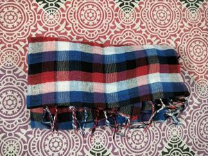 Unisex Plaid Scarf with Fringes