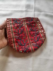 Red Embroidered Pouch
