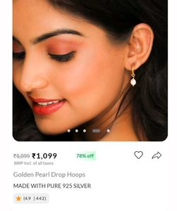 Golden Pearl Drop Hoop Earrings
