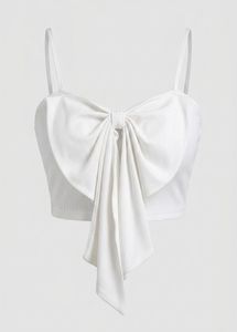 Chic White Bow Crop Top