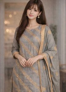 Elegant Grey Embroidered Kurta Set