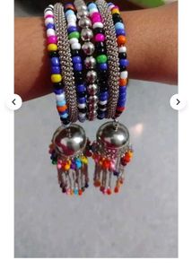 Bohemian Beaded Bangles with Tassels
