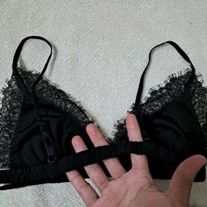 Vintage Gothic Black Lace Velvet Bralette