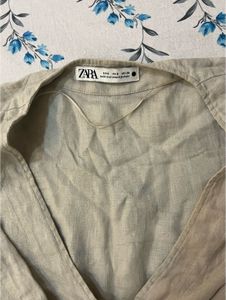Zara Linen Blend Button-Up Shirt