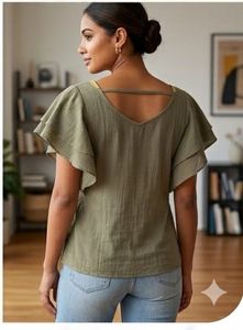 Embroidered top with Flared Sleeves
