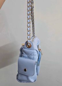 Light Blue Quilted Crossbody Bag