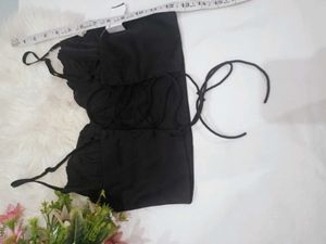 SHEIN Black Ruched Bust Crop Cami Top