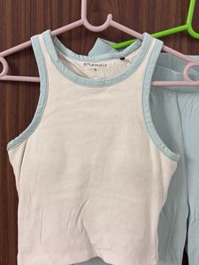 Pastel Co-ord Set With Padded Tank Top
