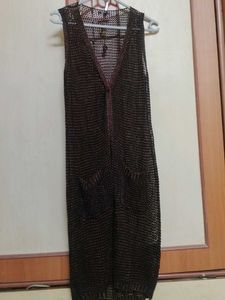 Sheer Knit Long Vest