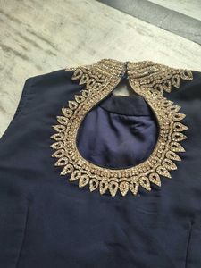 Elegant Navy Blue Embroidered Gown