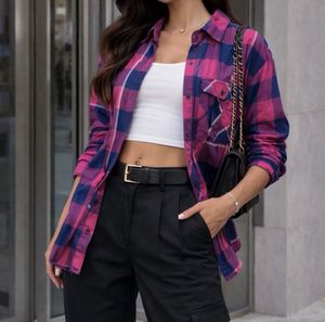 Max Pink & Blue Plaid Flannel Shirt