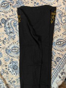 Black and gold printed straight woolen Kurta