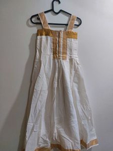 Gold And White Kerala Cotton Dress