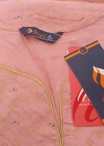 Dhuni Brand  Baby Pink Straight Kurta With 3/4 Sleeves