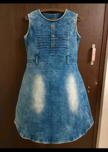 Denim A-line mini / short Dress sleeveless