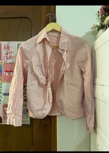 Chic Pink Striped Ruched Shirt