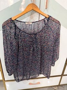Floral Print Semi-Sheer Blouse