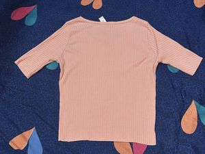 Peach Ribbed Top