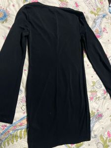 Elegant Black Long Sleeve V-Neck Dress
