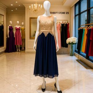 Diwali 🎇 🪔 Sale !!Elegant Navy & Gold  Dress
