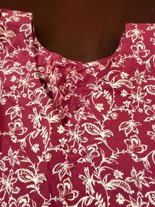 Maroon Floral Print Kurta