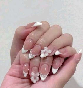 elegant french tip bow nails &amp; lakme eyeliner