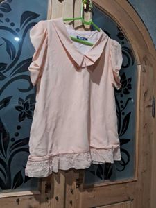 Cute Peach korean top with Collar