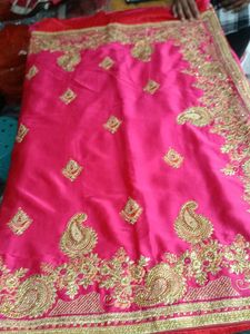 Pink &amp; Gold Embroidered Sari