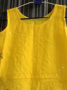 Yellow Embroidered Kurti