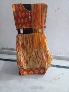 Orange Tie-Dye Lehenga Choli Set