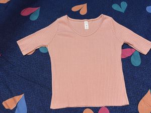 Peach Ribbed Top