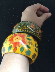 Price drop!!  Two handpainted wooden bangles