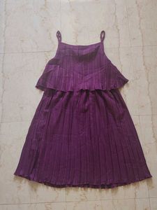 Purple Pleated Layered Dress