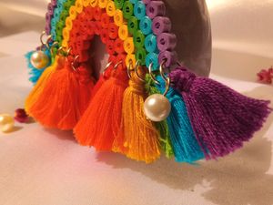 A Quilling rainbow🌈 keychain 💕| Water resistant, glossy ✨| Handmade 💯 |