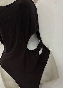 Stylish Brown cut out bodysuit