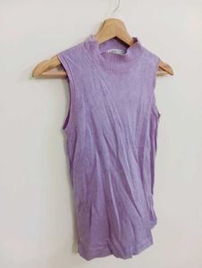 Lilac Mock Neck Sleeveless Top