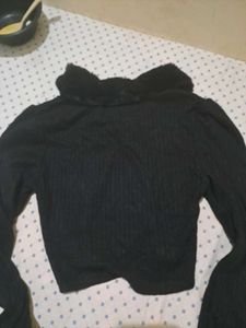 Black Faux Fur Trimmed Cropped Jacket