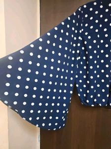 Navy Polka Dot Bell Sleeve Top
