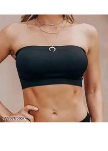 Black Mesh Strapless Sports Bra