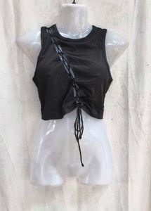 I. Chic Black Lace-Up Crop Top