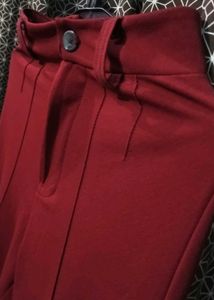 Kotty Maroon High Waist Stretchable Trouser | Wais