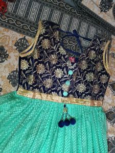 Aqua &amp; Navy Indian Dress