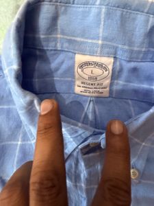 Men's Blue Plaid Button-Down Shirt