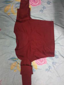 Maroon V-Neck Top