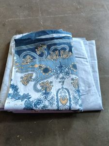 Light Blue Pakistani dress material with Geometric