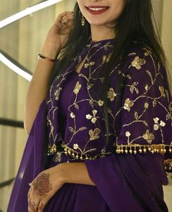 Elegant Purple Embroidered Ethnic Gown